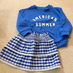 Cat & Jack Blue Sweatshirt and Checkered Skirt Set